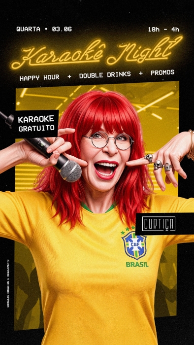 Evento: KARAOKÊ NIGHT • 18h às 4h • Entrada Grátis