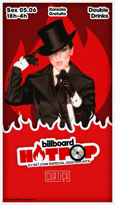 Evento: HOTPOP • 18h às 4h • Lista VIP até 20h