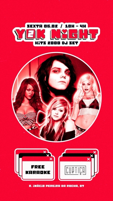 Evento: Y2K NIGHT • 18h às 4h • Entrada Grátis até 20h