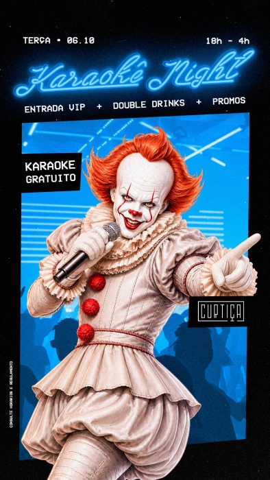 Evento: KARAOKÊ NIGHT • 18h às 4h • Entrada Grátis
