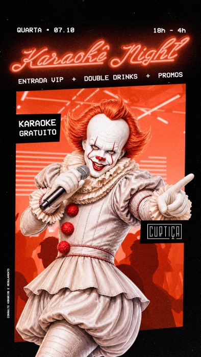Evento: KARAOKÊ NIGHT • 18h às 4h • Entrada Grátis