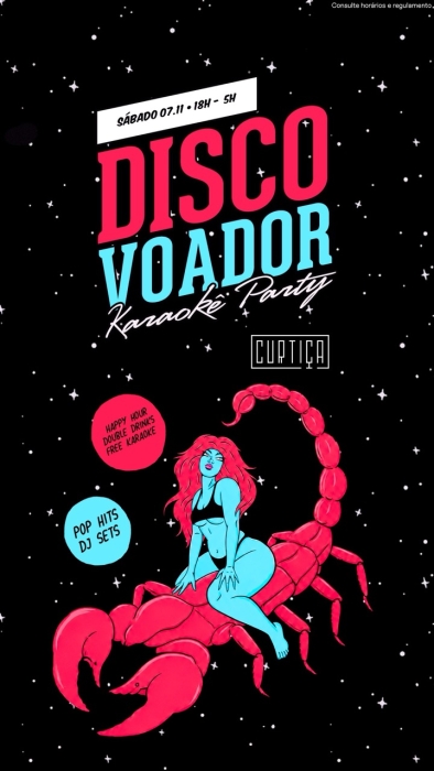 Evento: DISCO VOADOR • 18h às 4h • Lista VIP até 20h