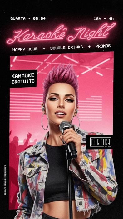 Evento: KARAOKÊ NIGHT • 18h às 4h • Entrada Grátis