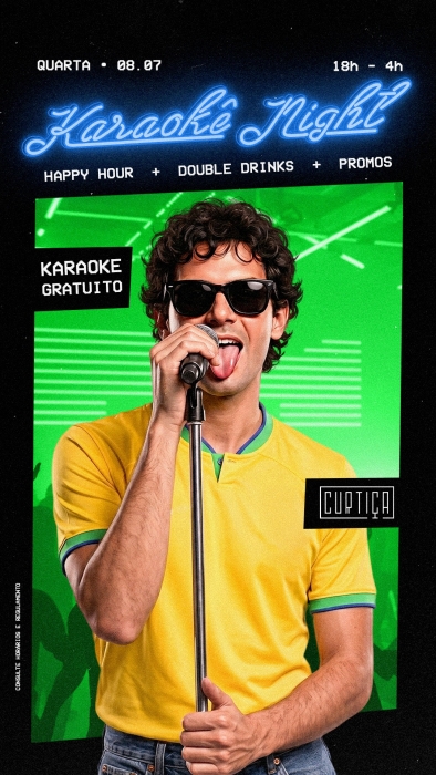 Evento: KARAOKÊ NIGHT • 18h às 4h • Entrada Grátis