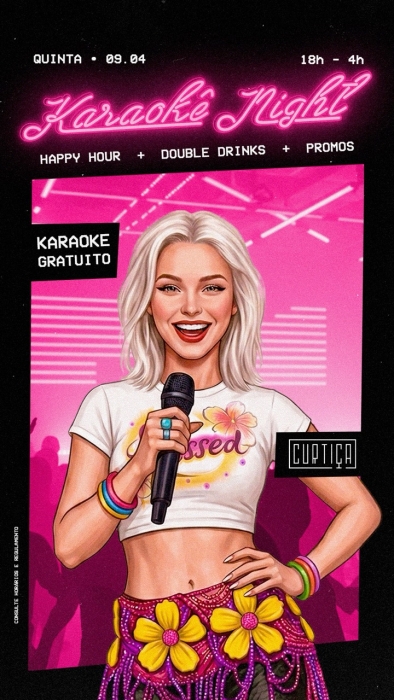 Evento: KARAOKÊ NIGHT • 18h às 4h • Entrada Grátis