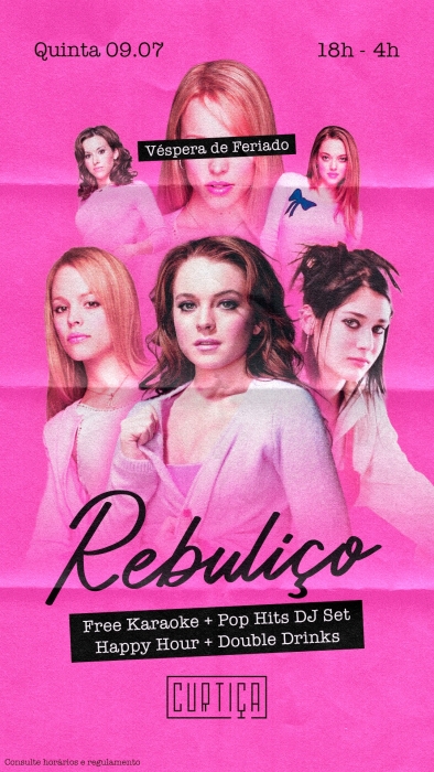 Evento: REBULIÇO • 18h às 4h • Lista VIP até 20h
