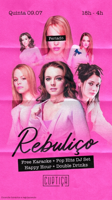 Evento: REBULIÇO • 18h às 4h • Lista VIP até 20h