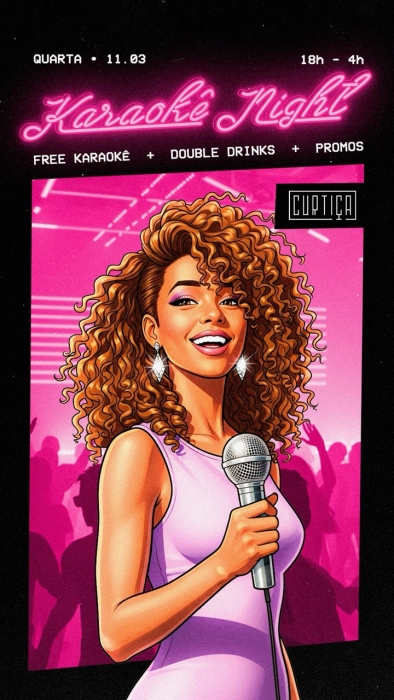 Evento: KARAOKÊ NIGHT • 18h às 4h • Entrada Grátis