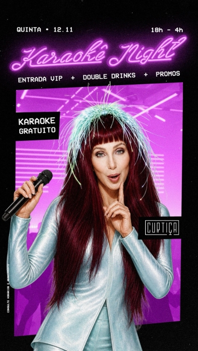 Evento: KARAOKÊ NIGHT • 18h às 4h • Entrada Grátis