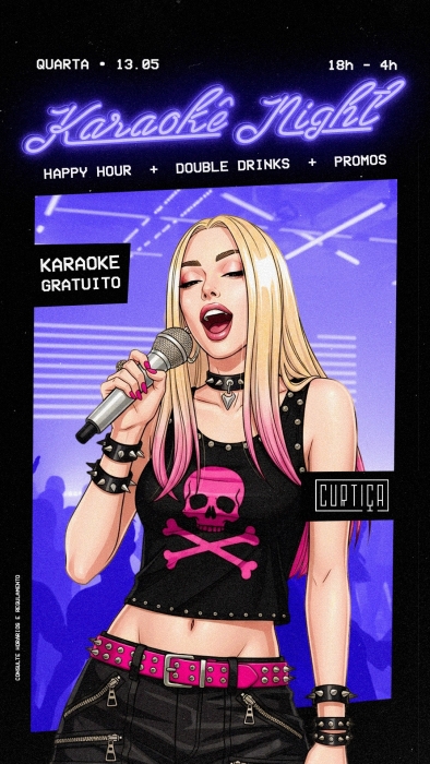 Evento: KARAOKÊ NIGHT • 18h às 4h • Entrada Grátis