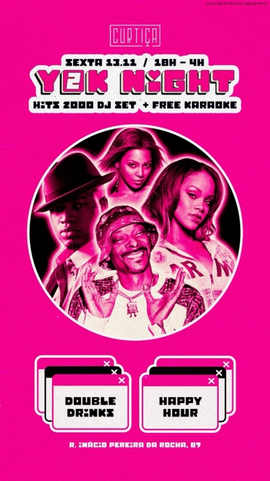 Evento: Y2K NIGHT • 18h às 4h • Lista VIP até 20h