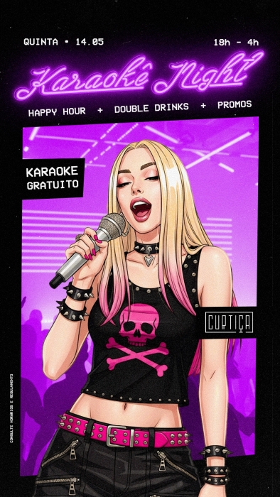 Evento: KARAOKÊ NIGHT • 18h às 4h • Entrada Grátis