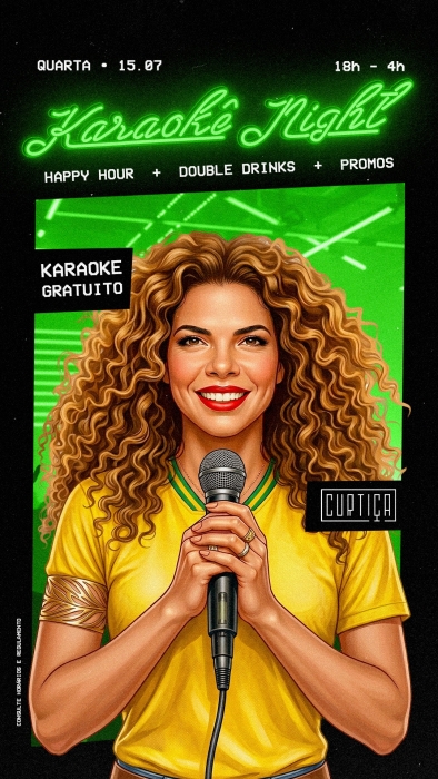 Evento: KARAOKÊ NIGHT • 18h às 4h • Entrada Grátis