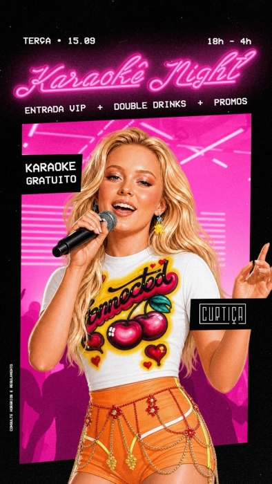 Evento: KARAOKÊ NIGHT • 18h às 4h • Entrada Grátis