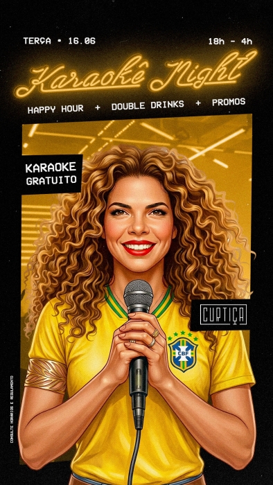 Evento: KARAOKÊ NIGHT • 18h às 4h • Entrada Grátis