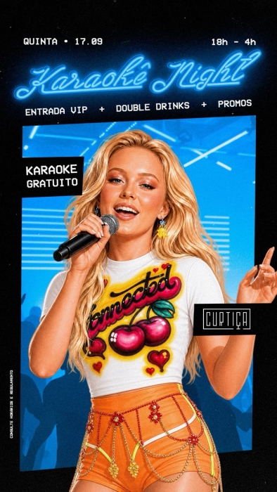 Evento: KARAOKÊ NIGHT • 18h às 4h • Entrada Grátis