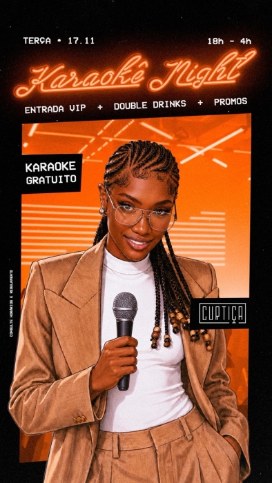 Evento: KARAOKÊ NIGHT • 18h às 4h • Entrada Grátis