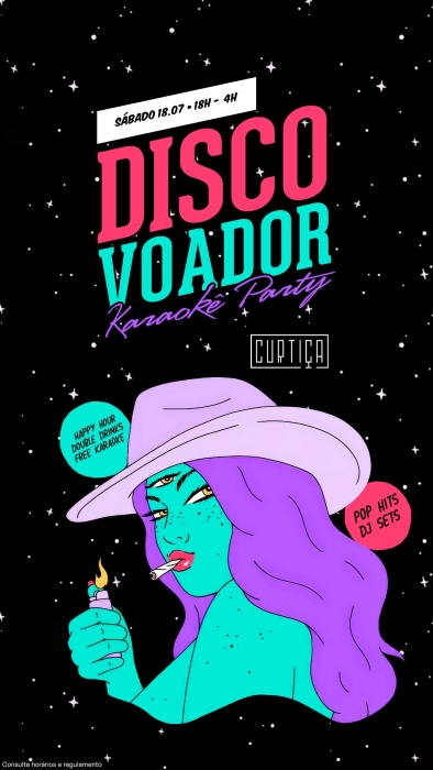 Evento: DISCO VOADOR • 18h às 4h • Lista VIP até 20h