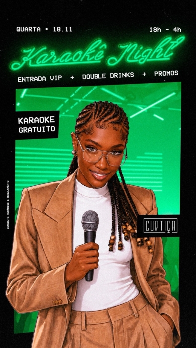 Evento: KARAOKÊ NIGHT • 18h às 4h • Entrada Grátis