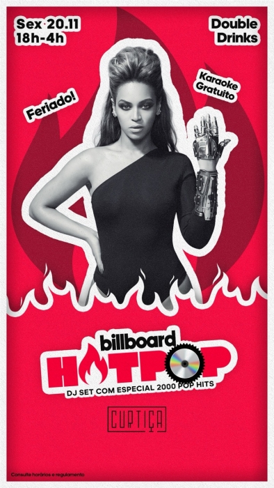 Evento: HOTPOP • 18h às 4h • Lista VIP até 20h