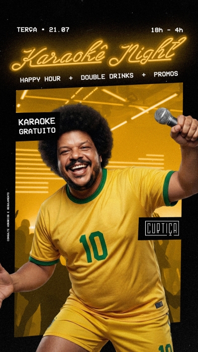 Evento: KARAOKÊ NIGHT • 18h às 4h • Entrada Grátis