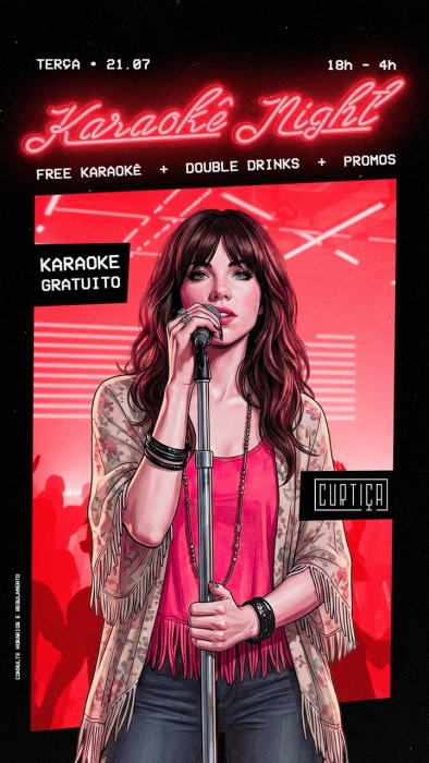 Evento: KARAOKÊ NIGHT • 18h às 4h • Entrada Grátis