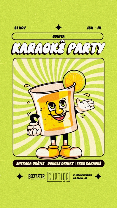 Evento: KARAOKÊ PARTY • 18h à 1h • Entrada Grátis