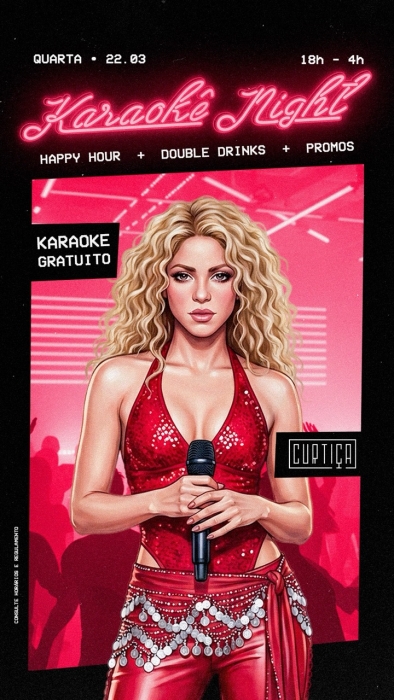 Evento: KARAOKÊ NIGHT • 18h às 4h • Entrada Grátis