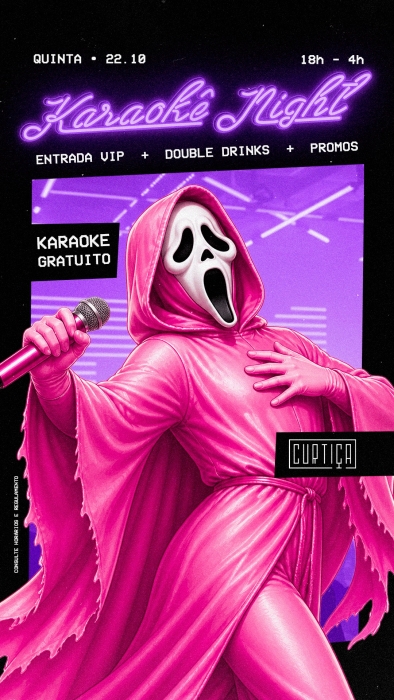 Evento: KARAOKÊ NIGHT • 18h às 4h • Entrada Grátis