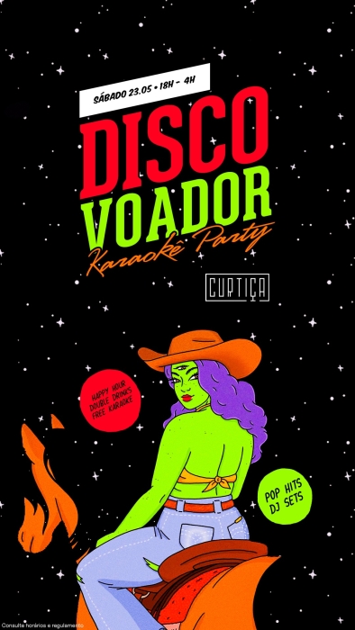Evento: DISCO VOADOR • 18h às 4h • Lista VIP até 20h
