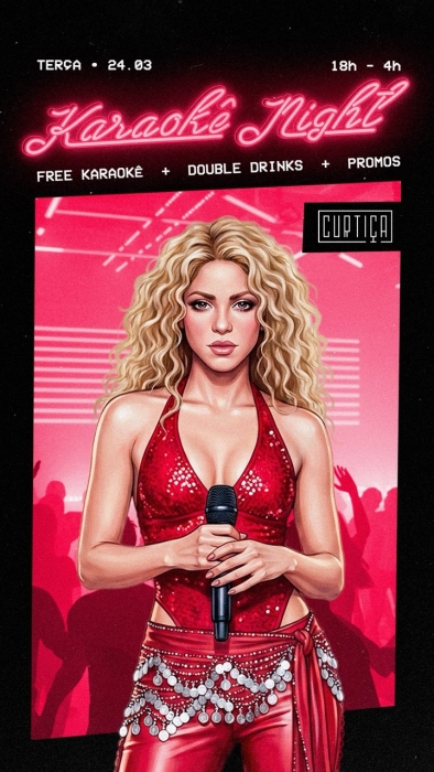 Evento: KARAOKÊ NIGHT • 18h às 4h • Entrada Grátis