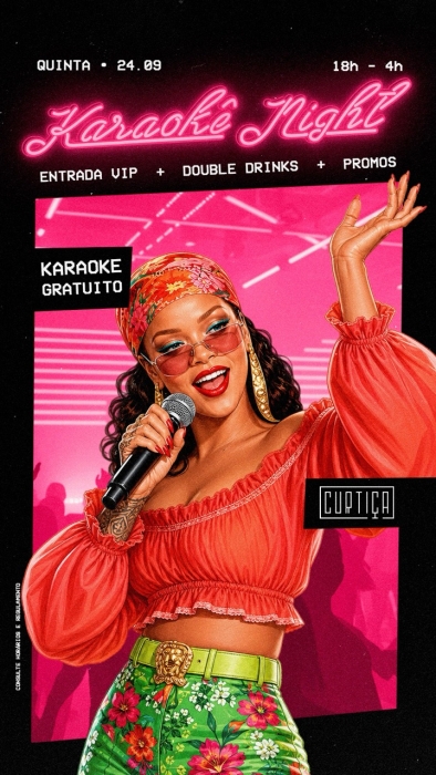 Evento: KARAOKÊ NIGHT • 18h às 4h • Entrada Grátis