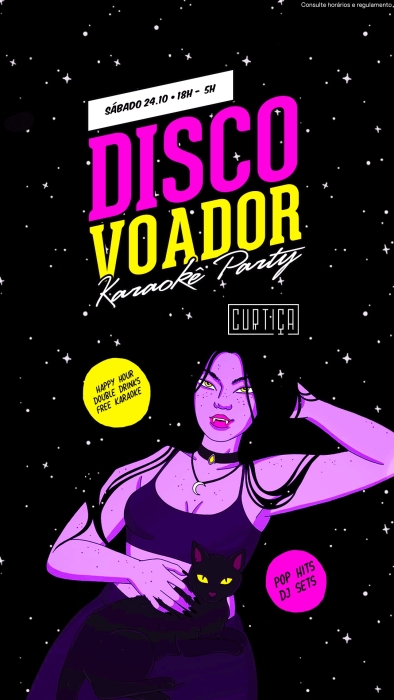 Evento: DISCO VOADOR • 18h às 4h • Lista VIP até 20h