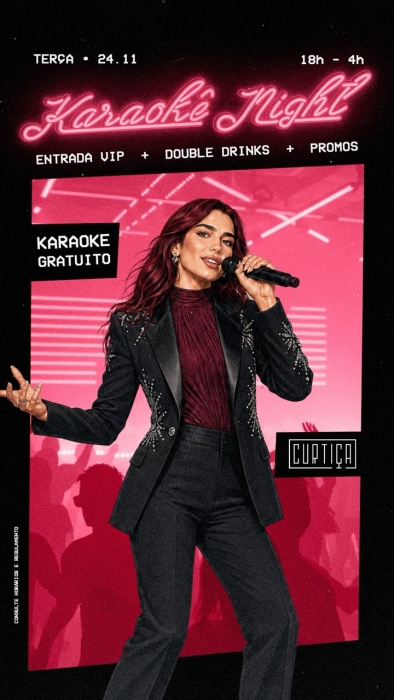 Evento: KARAOKÊ NIGHT • 18h às 4h • Entrada Grátis
