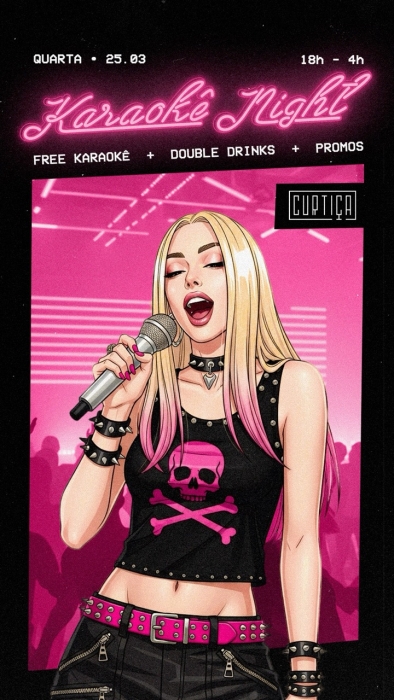 Evento: KARAOKÊ NIGHT • 18h às 4h • Entrada Grátis
