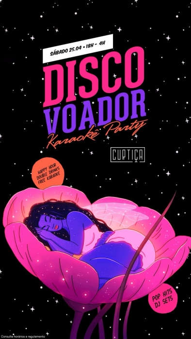 Evento: DISCO VOADOR • 18h às 4h • Lista VIP até 20h