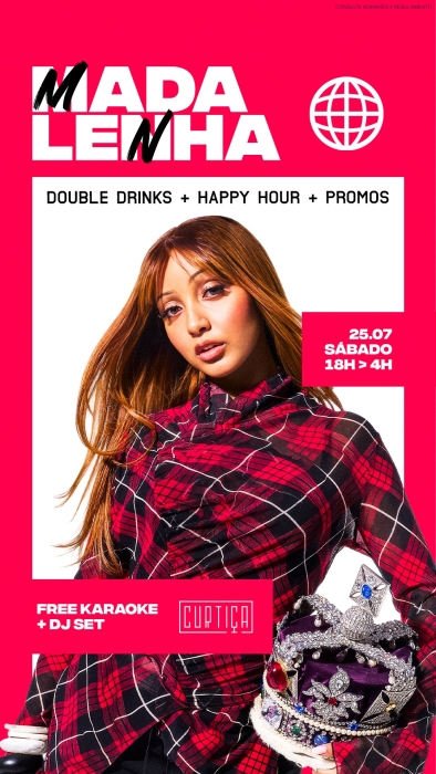 Evento: MADALENHA • 18h às 4h • Lista VIP até 20h