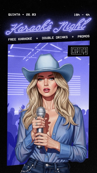 Evento: KARAOKÊ NIGHT • 18h às 4h • Entrada Grátis