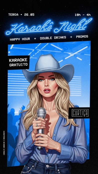 Evento: KARAOKÊ NIGHT • 18h às 4h • Entrada Grátis