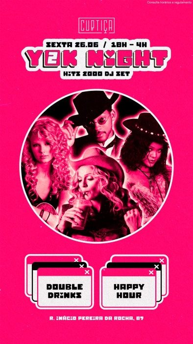 Evento: Y2K NIGHT • 18h às 4h • Lista VIP até 20h