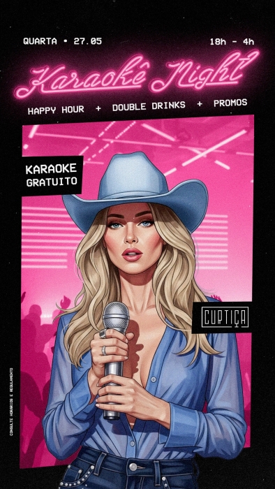Evento: KARAOKÊ NIGHT • 18h às 4h • Entrada Grátis