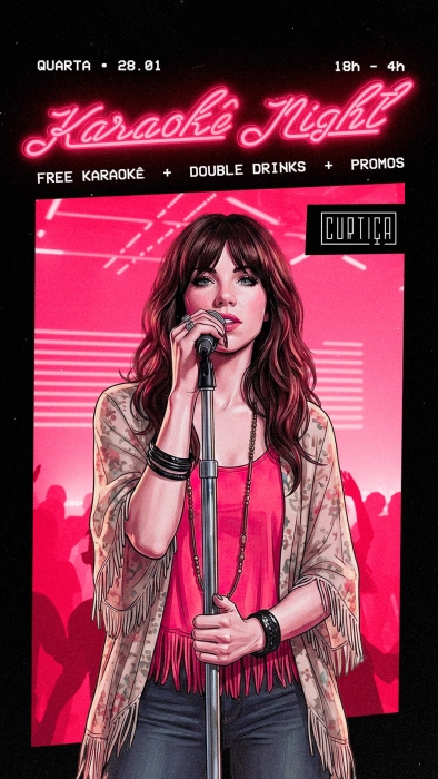 Evento: KARAOKÊ NIGHT • 18h às 4h • Entrada Grátis