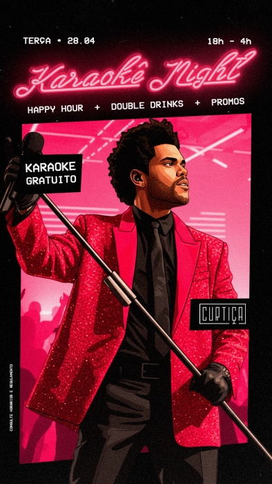Evento: KARAOKÊ NIGHT • 18h às 4h • Entrada Grátis