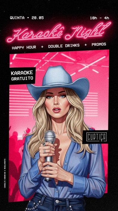 Evento: KARAOKÊ NIGHT • 18h às 4h • Entrada Grátis