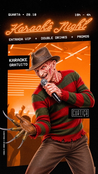 Evento: KARAOKÊ NIGHT • 18h às 4h • Entrada Grátis