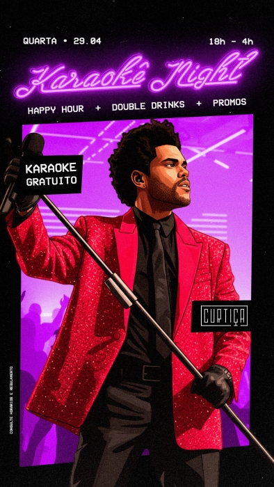 Evento: KARAOKÊ NIGHT • 18h às 4h • Entrada Grátis