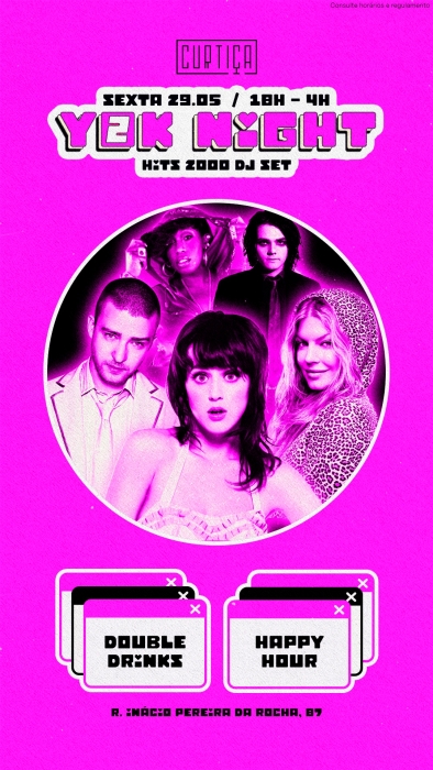 Evento: Y2K NIGHT • 18h às 4h • Lista VIP até 20h