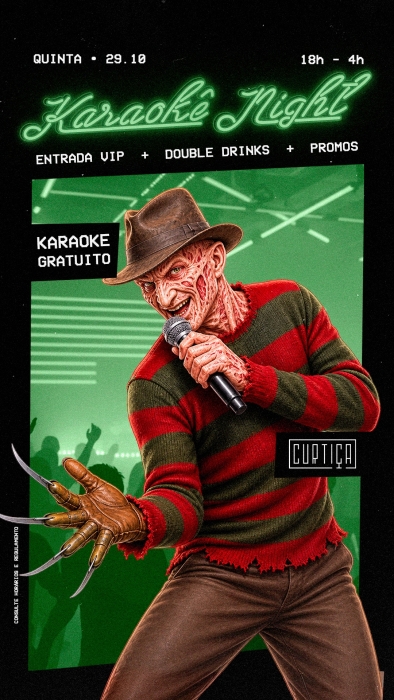 Evento: KARAOKÊ NIGHT • 18h às 4h • Entrada Grátis