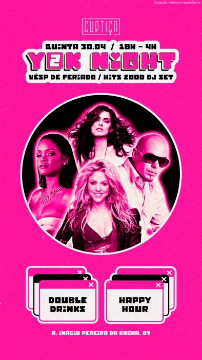 Evento: Y2K NIGHT • 18h às 4h • Lista VIP até 20h