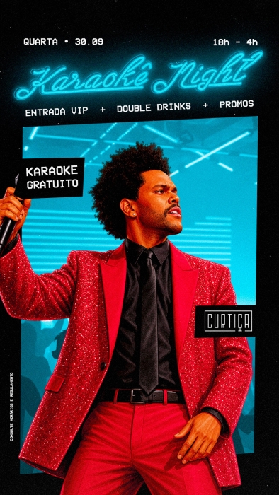 Evento: KARAOKÊ NIGHT • 18h às 4h • Entrada Grátis